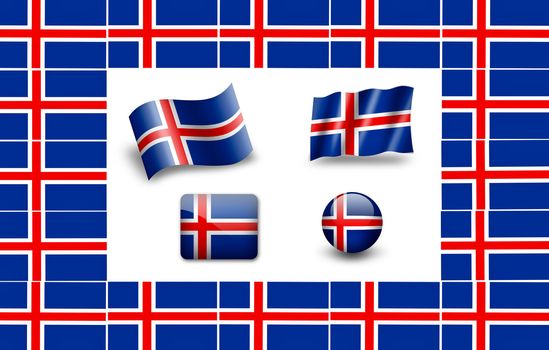Iceland flag icon set.