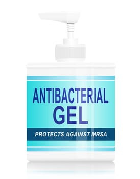 Illustration depicting a single antibacterial gel dispenser arranged over white.
