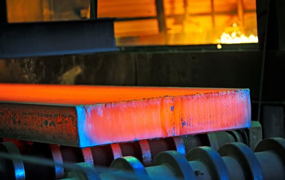 hot steel on conveyor