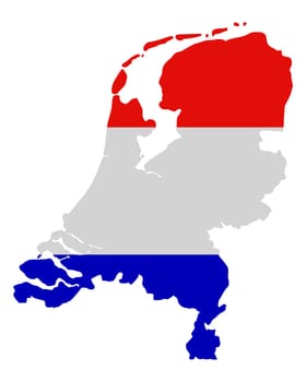 Map and flag of the Netherlands