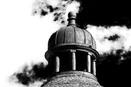 black and white shot of a dome