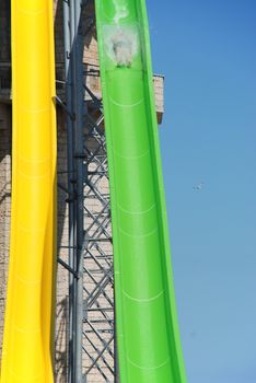 Waterslide with a brave man