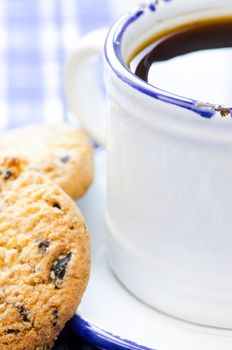Close up cofee and cookies