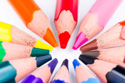 Color pencils arranged in ring