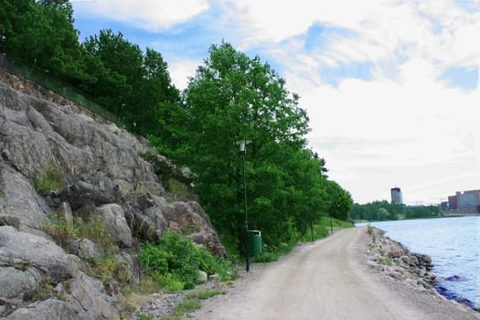 Road at lakeshore