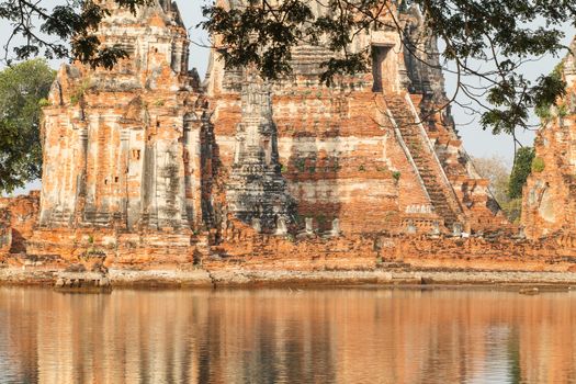 Floods Chaiwatthanaram Temple at Ayutthaya, Thailand.