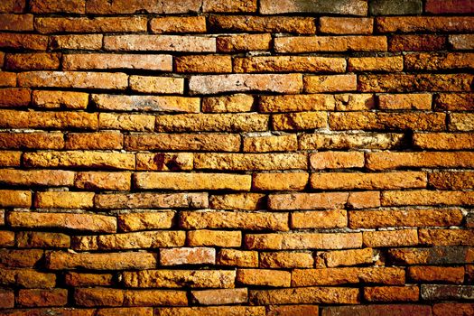 Texture of old brick wall at Ayudhaya near Bangkok, Thailand.