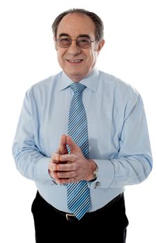 Smiling corporate person posing in front of camera, closeup shot