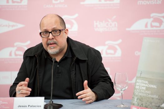 LAS PALMAS, SPAIN–MARCH 22:Writer Jesus Palacios, from Madrid, also know for his film criticism, during press meeting at LPA International Film Festival on March 22, 2012 in Las Palmas, Spain
