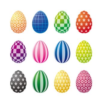 Collection Of Op Art Easter Eggs Isolated On White Background