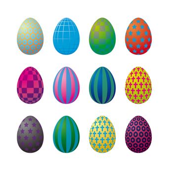 Collection Of Op Art Easter Eggs Isolated On White Background