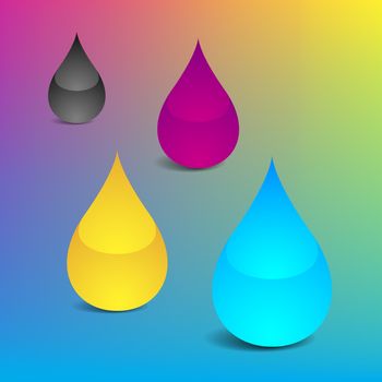 Vector Illustration of Four Drops With Offset Printing Colors (eps v.10)
