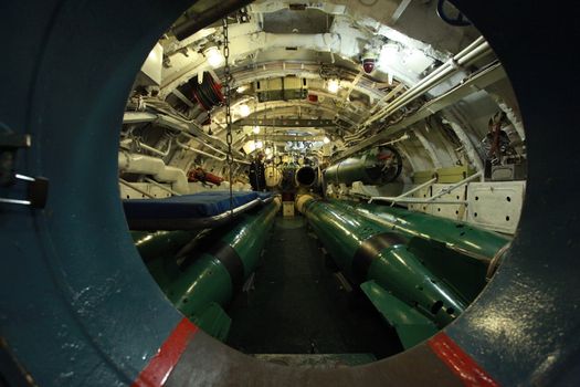 torpedo compartment on board the Russian submarine