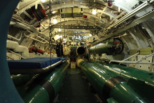 torpedo compartment on board the Russian submarine