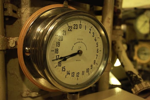 Marine chronometer on board of the submarine