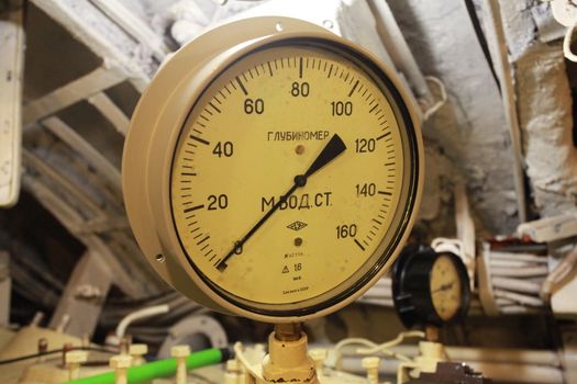 Depth meter on board Russian submarine
