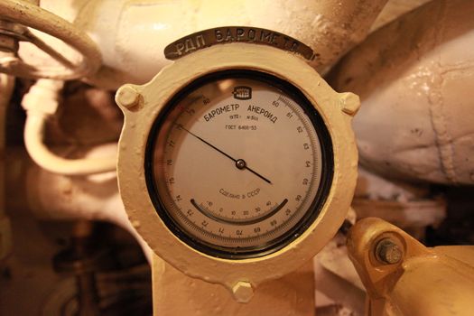 Aneroid barometer on board the submarine