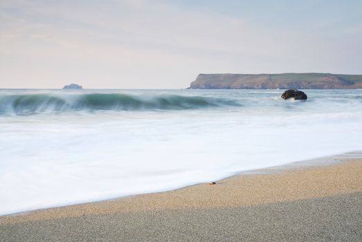 Cornish seascape shot in twilight. Taken from Greenaways beach.