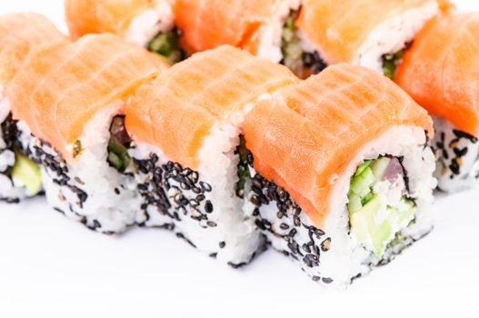 Sushi set osaka maki on white background