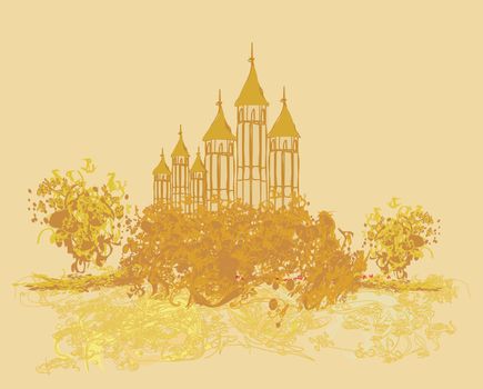 Illustration of the castle in retro style