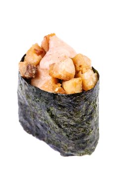 Spicy Tuna (maguro) Gunkan on white background