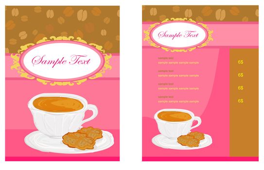 menu coffee shop set
