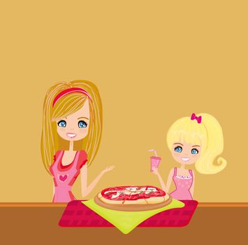 Housewife serving pizza