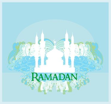 Ramadan background - mosque silhouette vector card