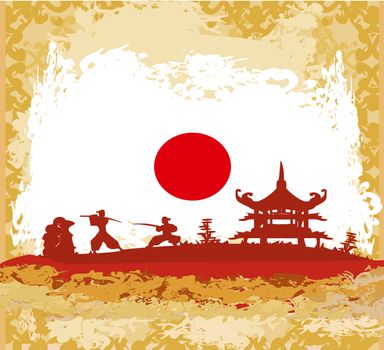 old paper with Samurai silhouette