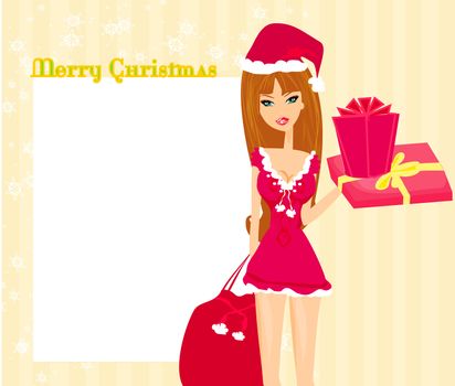 beautiful pin-up girl in Christmas inspired costume
