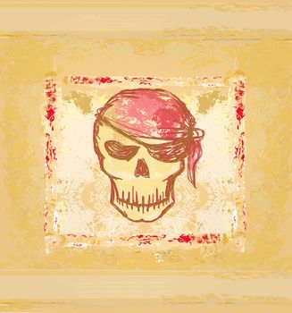 Skull Pirate - retro card