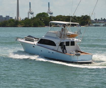 Sport fishing boat cruising on the florida inter coastal waterway