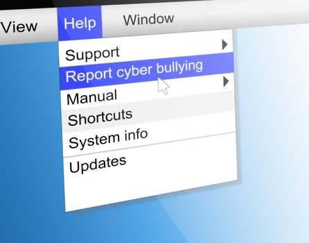 Illustration depicting text on a computer screen with a cyber bullying concept.