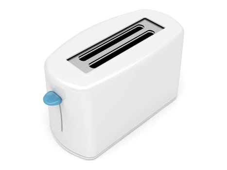 Plastic white toaster on white background