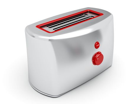 Metal toaster on white background