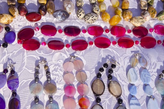 various necklaces in the summer fair