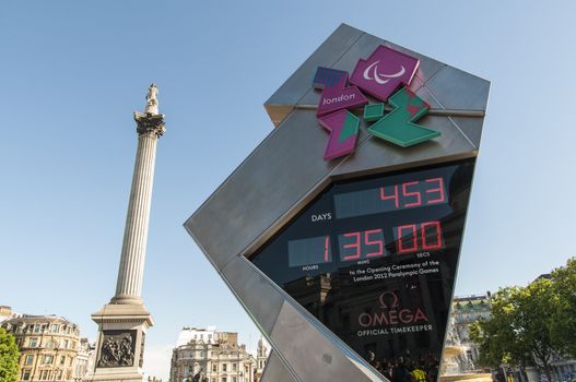 LONDON - June 03: Official countdown clock for the Olympic and Paralympic Games 2012, which will run from July 27th to September 9th. June 03, 2011 in London, England.
