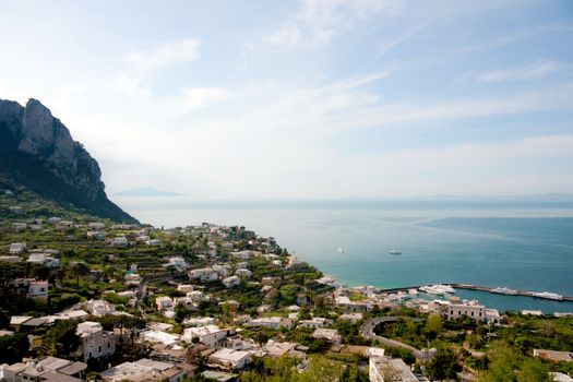 Panoramic view from top of Capri, Italy 