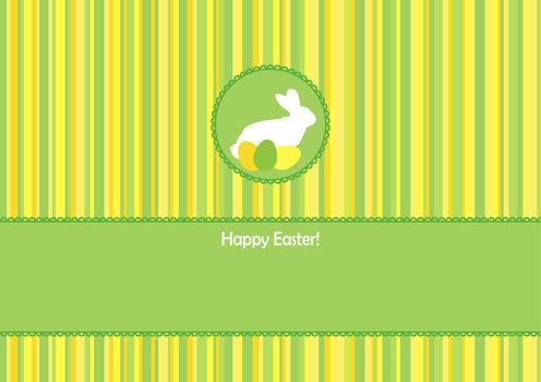 Easter greeting card with a hare on the striped background with place for text