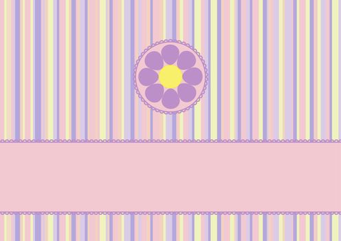 greeting card flower on a striped background with place for text