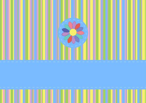 greeting card flower on a striped background with place for text