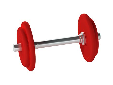 Red dumbbell. This image contains clipping path for easy background removing.
