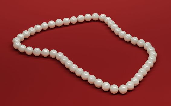 Pearl Necklace. Women necklace made of pearl on red velvet.
