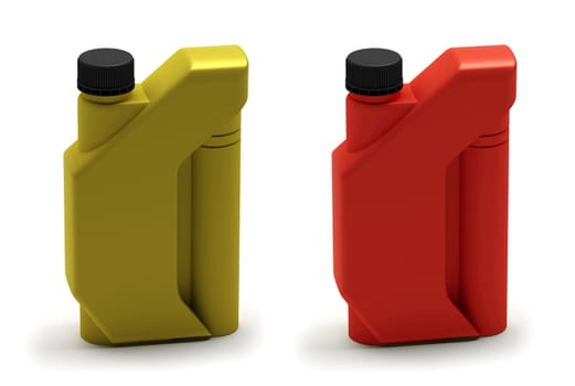 Motor Oil Bottle, Canister. Motor oil bottle yellow and red plastic.