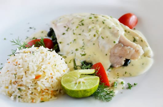 steak  from fish with creamy sauce