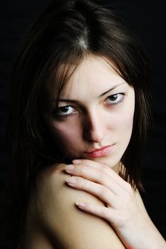 An image of a young beautiful woman close-up