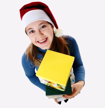 An image of a nice girl with presents