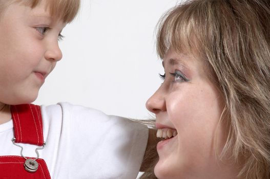 A portrait of happy daughter and  mother