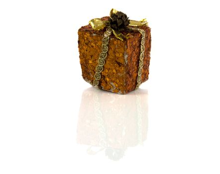 luxury present packed in paper in gold collor