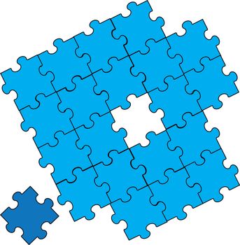 puzzle pieces assembly in blue